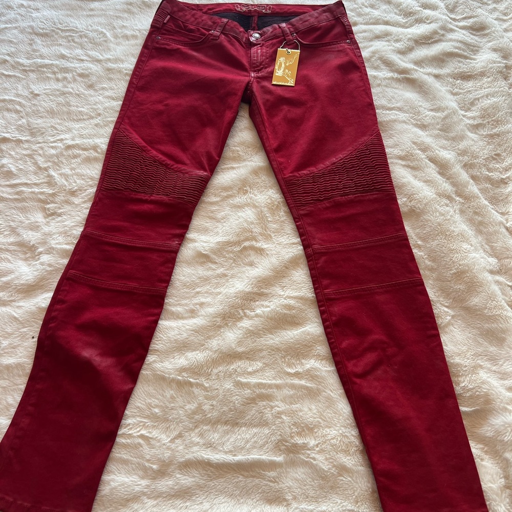 Robins Jeans Red Moto w zipper
